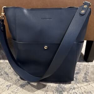 Bostanten Lotty Leather Hobo Bucket Tote Bag Navy F